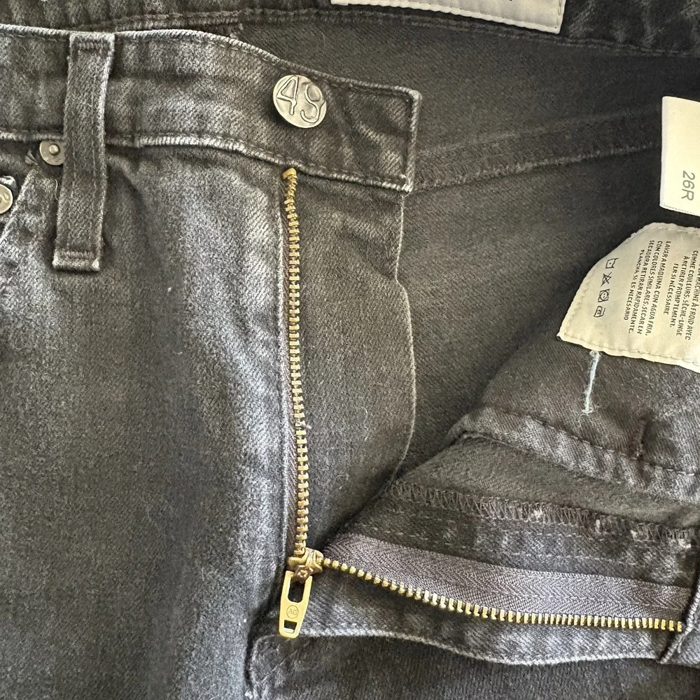 AG Goldschimed‎ Jeans Women 26R Isabelle Black High Rise Straight Crop Raw Hem